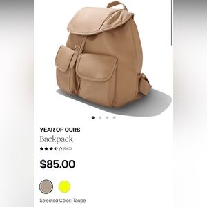 Year of Ours Taupe Nylon Backpack with Front Pockets